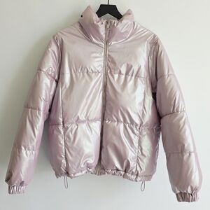 Reserved Eco Aware Holographic Shiny Light Pink Puffer Jacket Women's Size 42